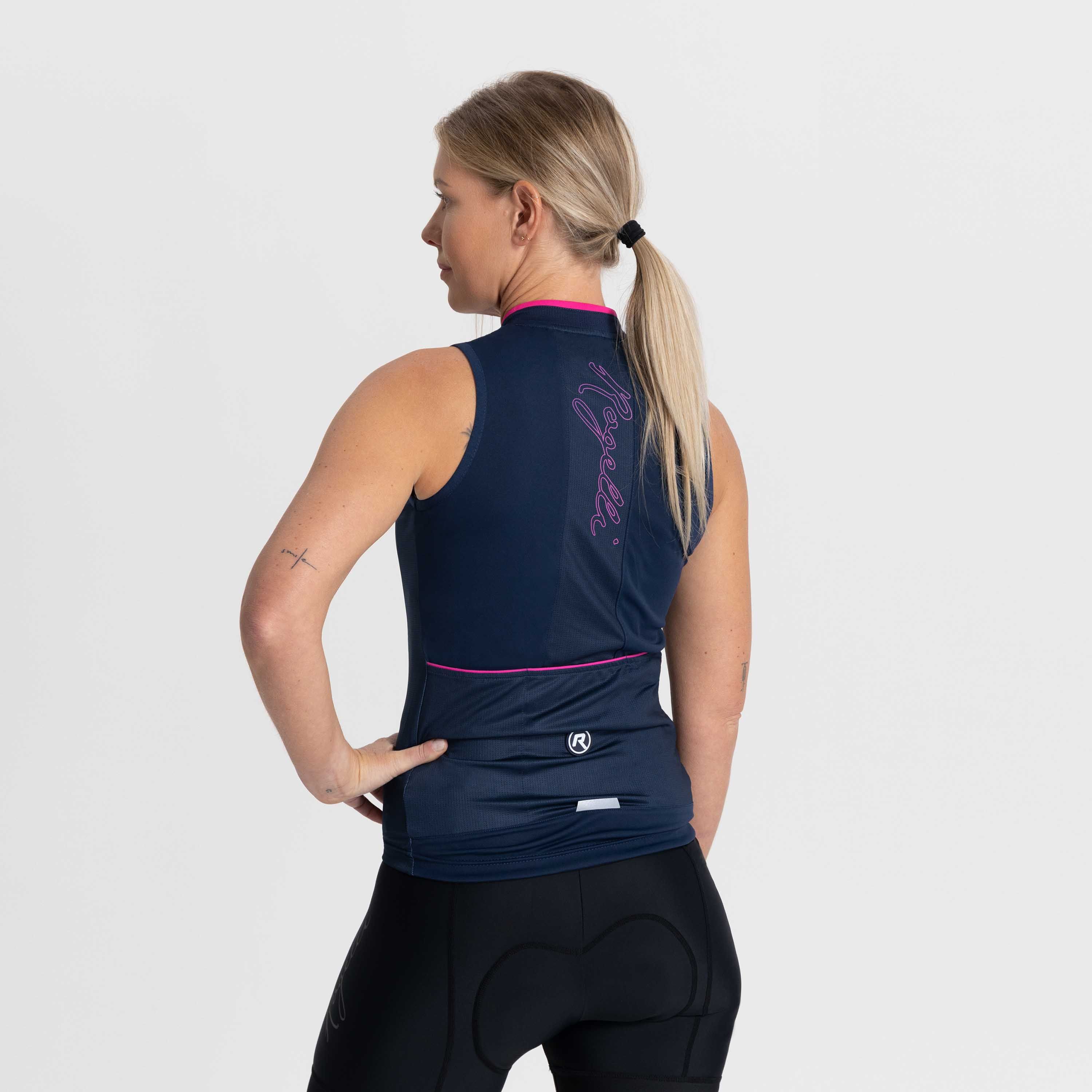 Rogelli Essential Blau/Rosa Damen Radtrikot Ärmellos