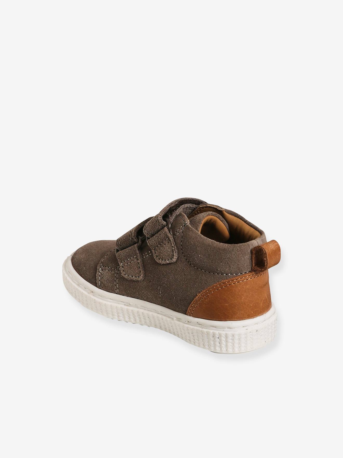 Bottines scratchées cuir bébé garçon taupe