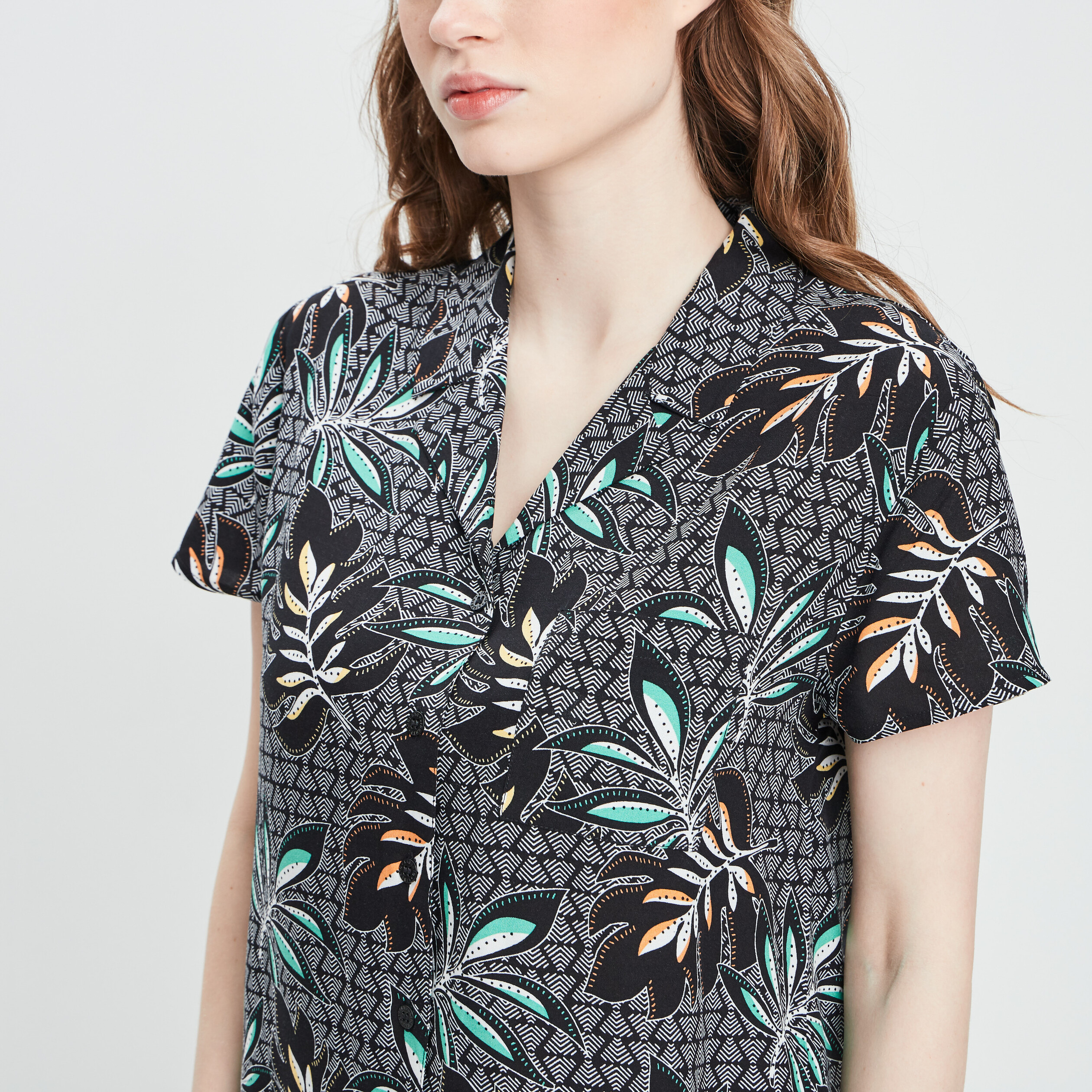 Chemise cropped noir femme | La Halle