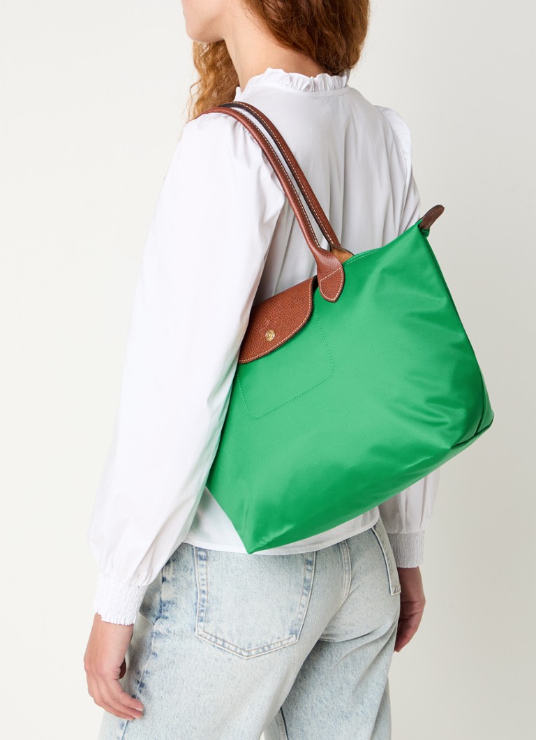 Longchamp Le Pliage Original olkalaukku M nahkayksityiskohdilla