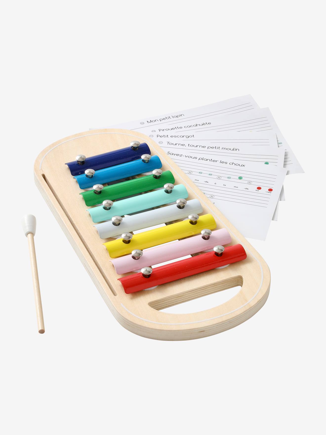 Vertbaudet Kinder Xylophon mit Noten, Holz FSC - mehrfarbig
