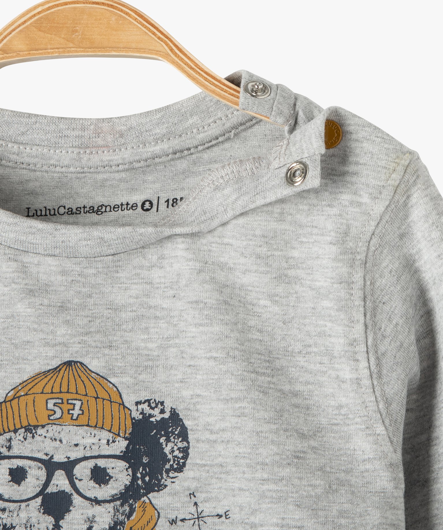 Tee-shirt bébé Garçon à manches longues imprimé ourson ... gris clair | GEMO