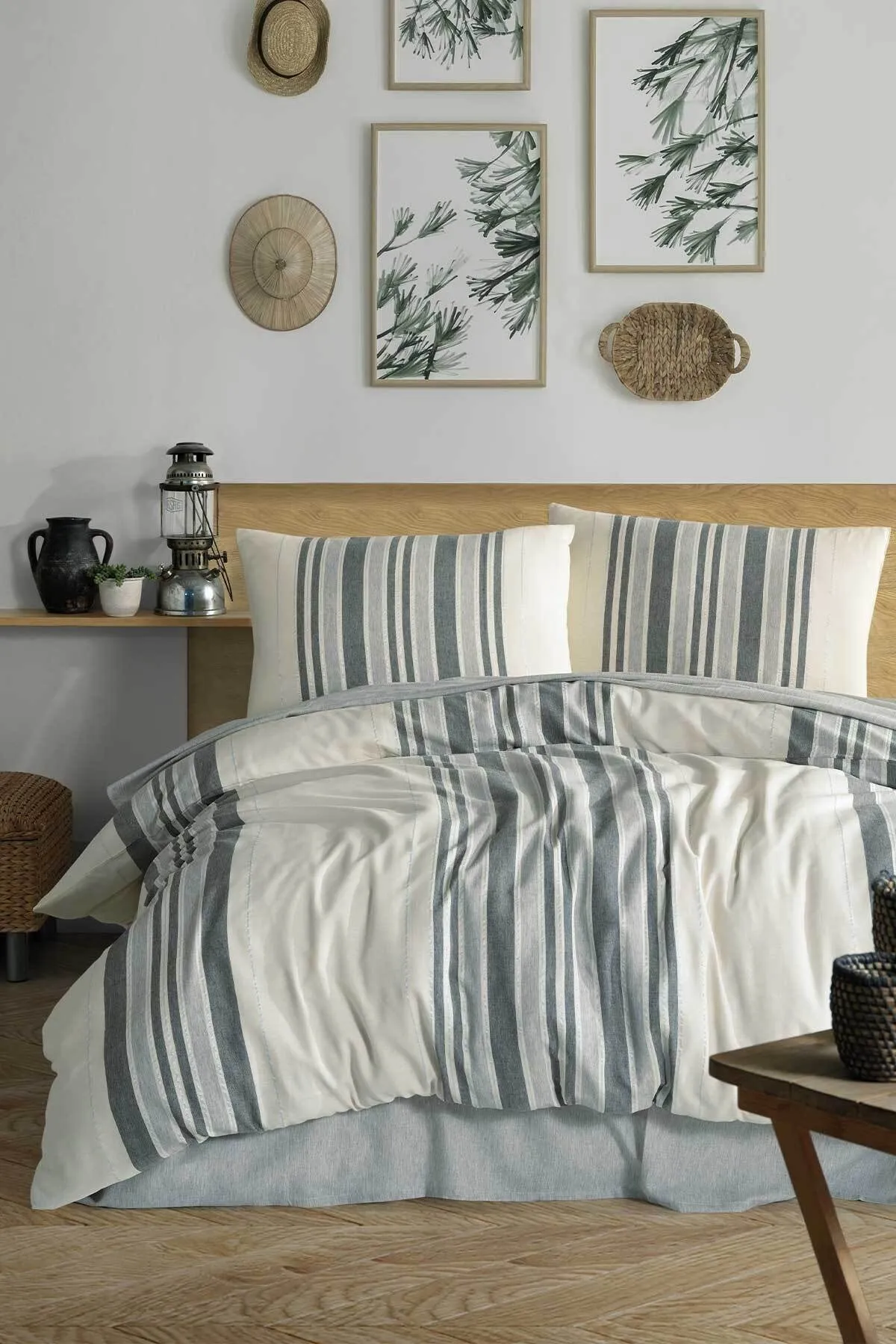 Elart  Marilla Bettbezug-Set für Doppelbett, 4-teilig, Grau