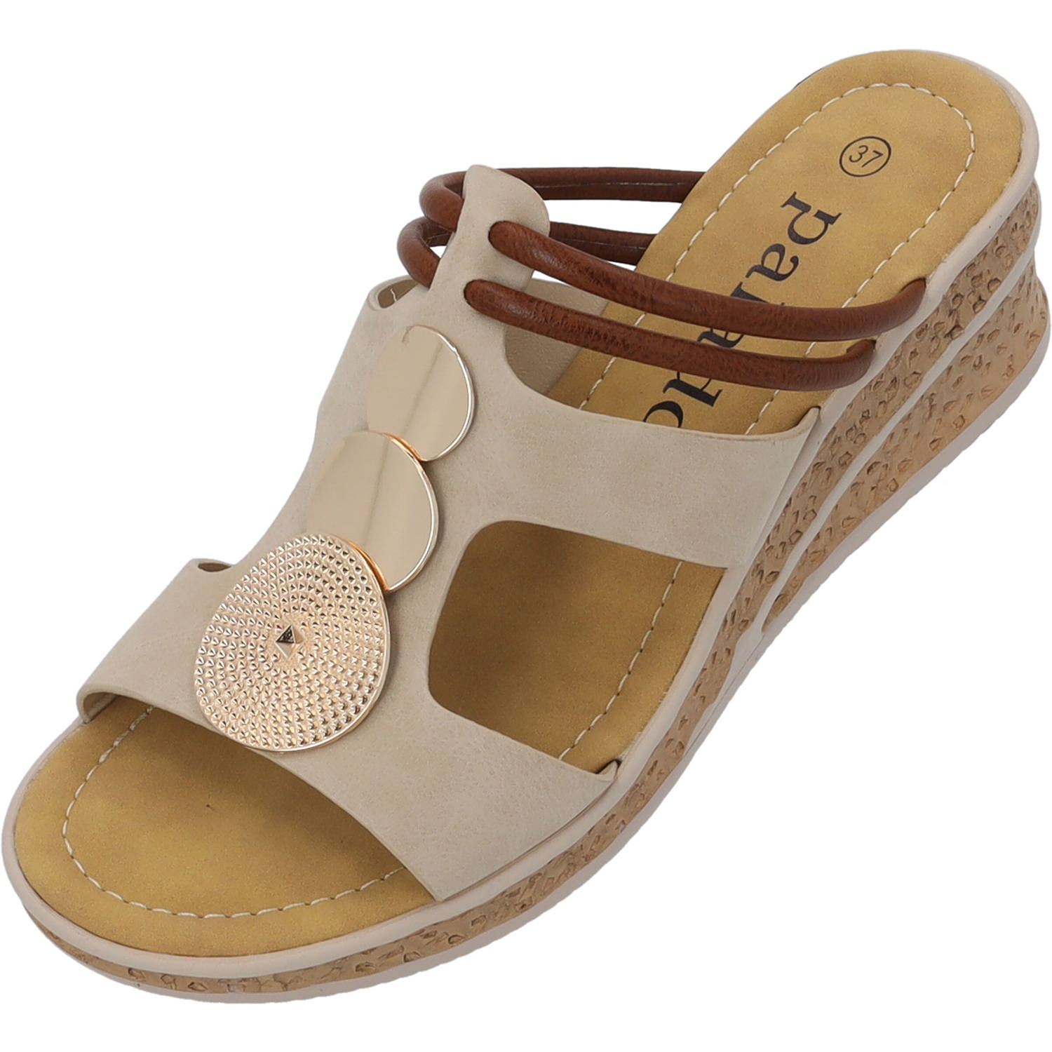 Palado Siolma, Plateau-Pantoletten, Damen, Beige