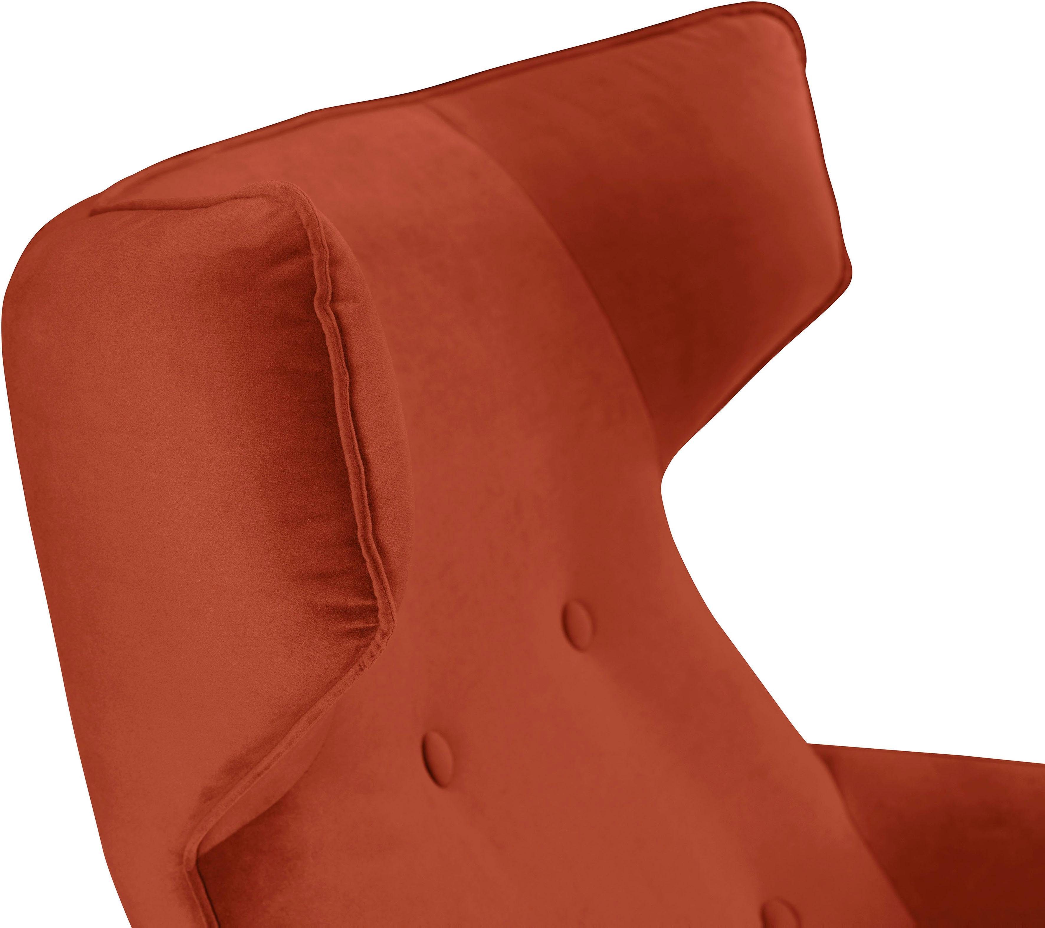TOM TAILOR HOME Schaukelstuhl COZY, im Retrolook, mit Kedernaht und Knöpfung, Füße Eiche natur