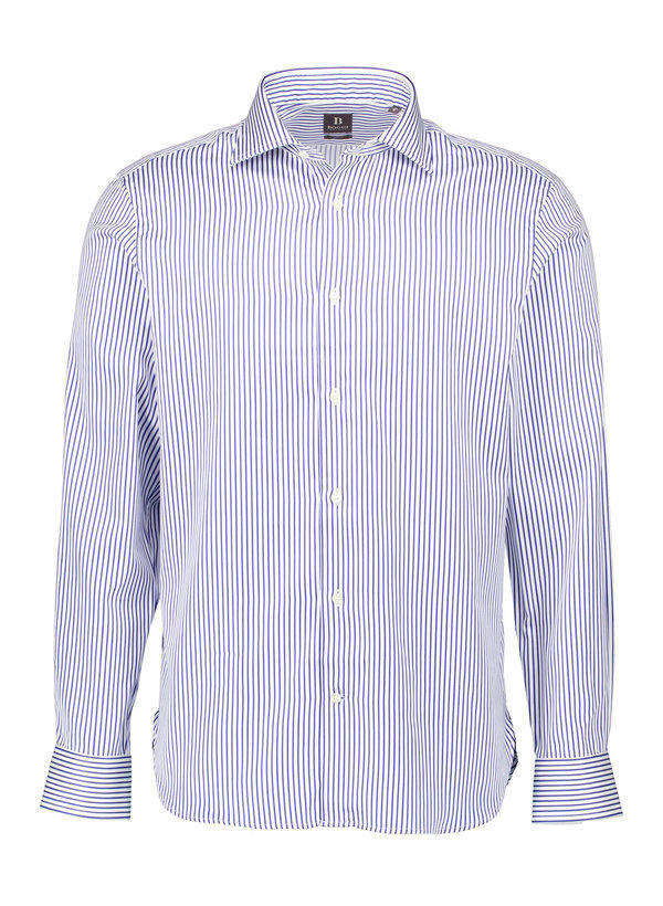 BOGGI MILANO, Hemd, Slim Fit, Baumwolle, blau-weiß gestreift