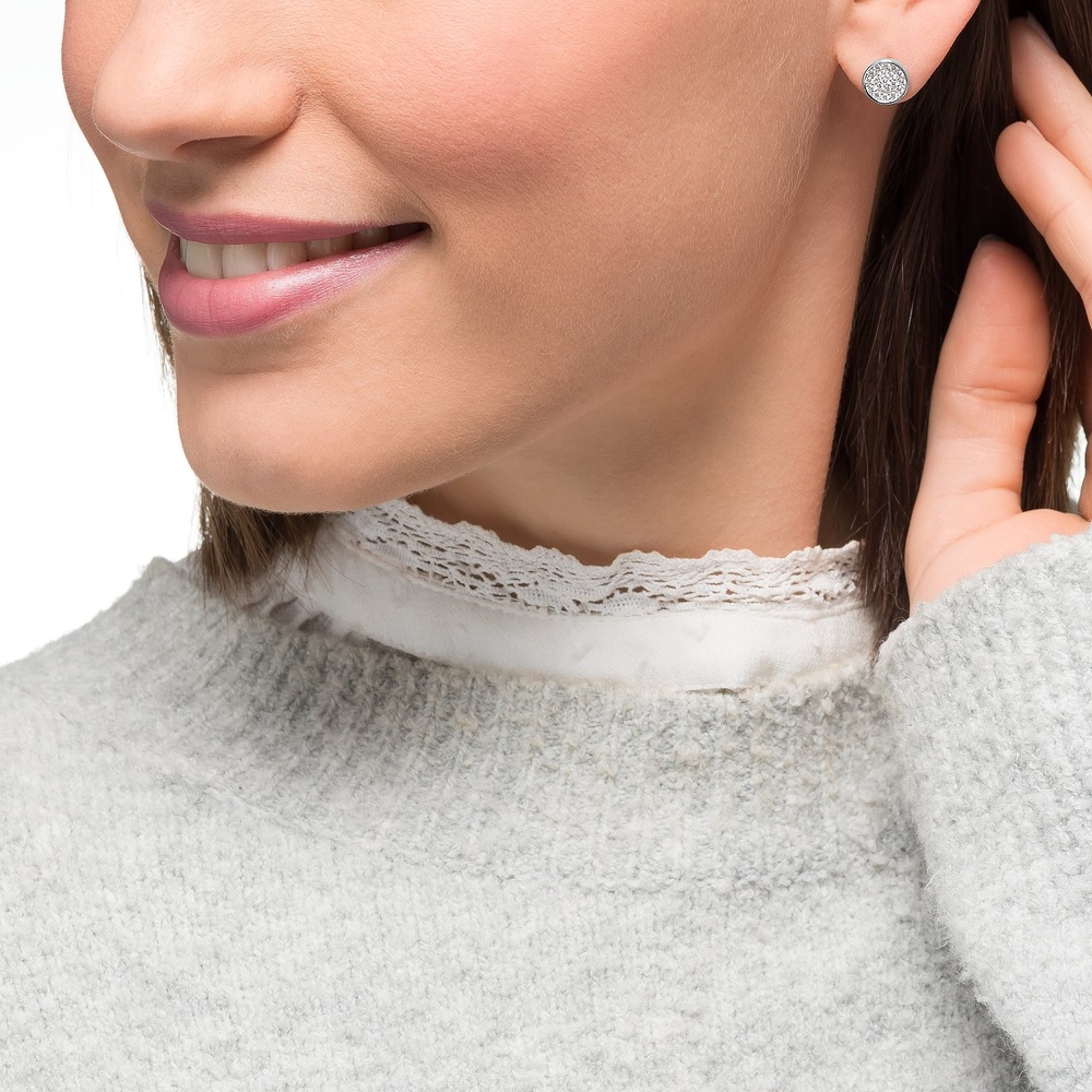 Jette Boucles d'oreilles à fermoir à poussette 925 Argent rhodié Boucles d'oreilles