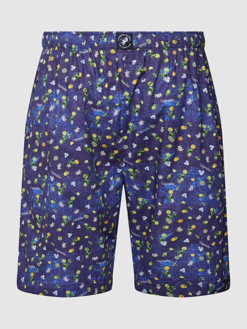 Pyjama-Shorts mit Allover-Muster in dunkelblau
