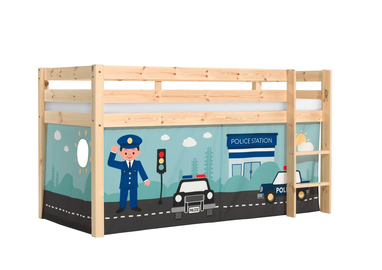 VIPACK Halbhohes Bett PINO, mit Textilset 