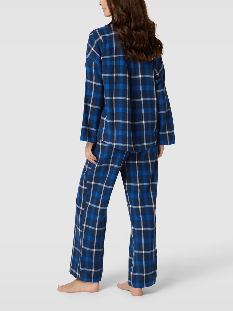 Pyjama mit Karomuster Modell 'SUS' in marineblau