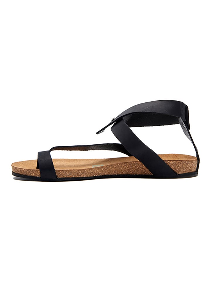 Comfortfusse Leder-Zehensandalen in Schwarz günstig kaufen