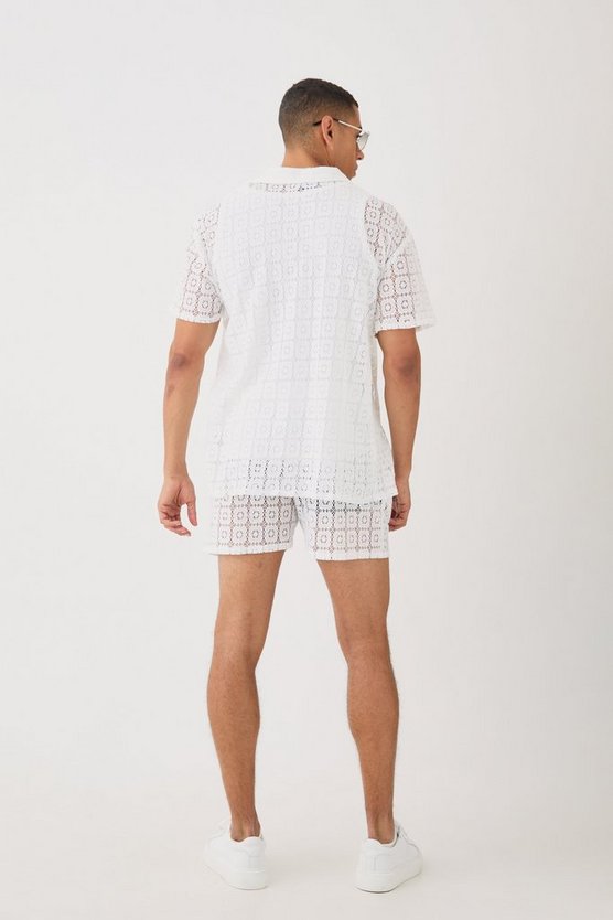 Oversize Hemd & Shorts aus Spitze