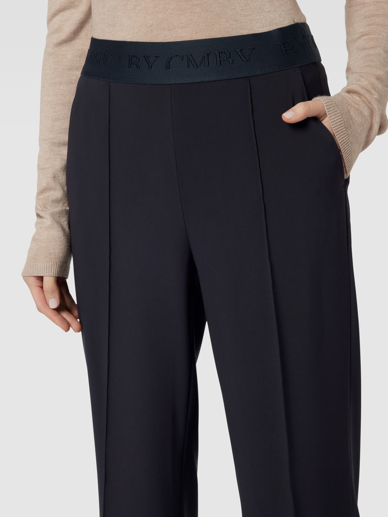 Flared Stoffhose mit elastischem Logo-Bund in marineblau