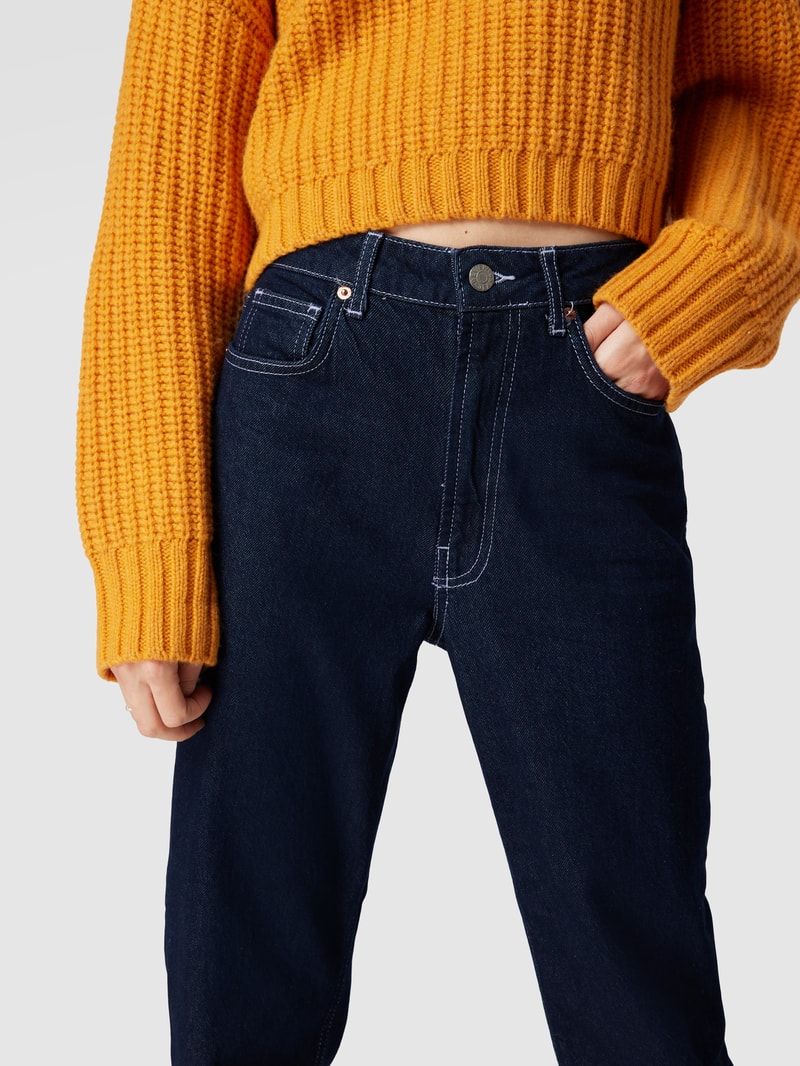 Bootcut Jeans mit Kontrastnähten in dunkelblau