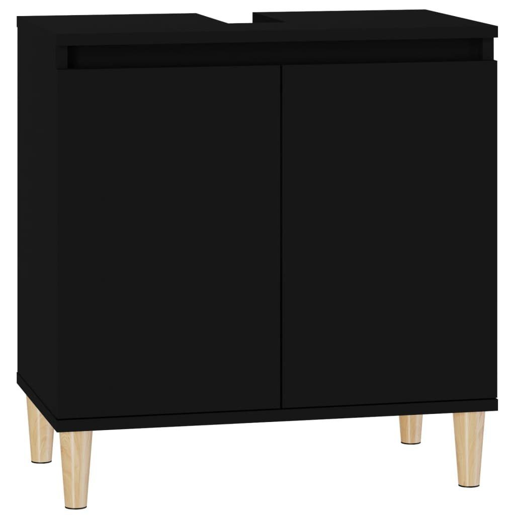 vidaXL Badezimmerspiegelschrank Waschbeckenunterschrank Schwarz 58x33x60 cm Holzwerkstoff (1-St)