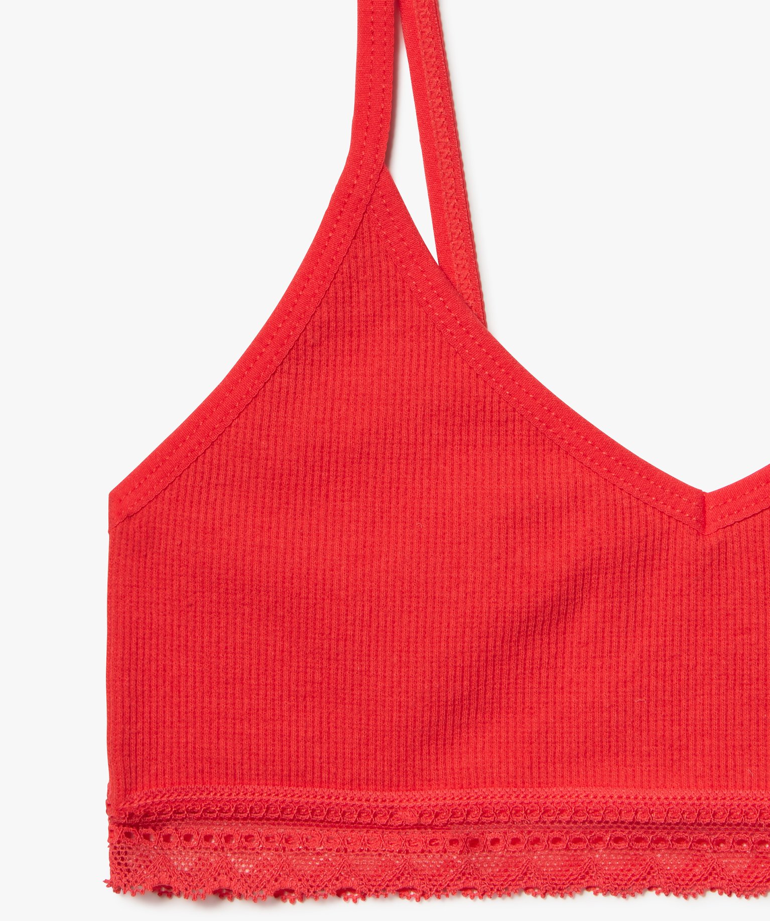 Brassière à fines bretelles en maille ctelée fille rose | GEMO