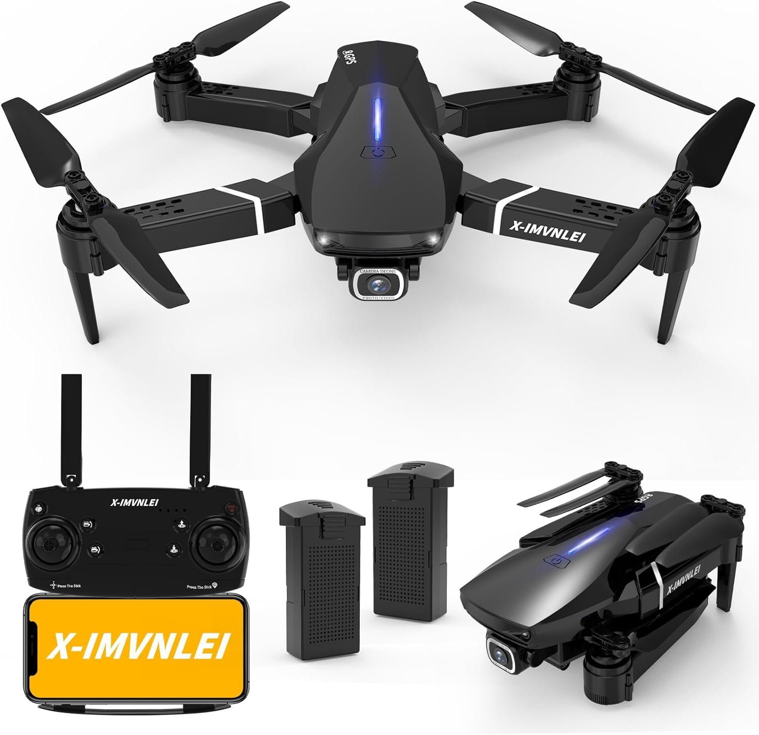 X-IMVNLEI X9 GPS follow me GPS auto return RC Quadrocopter Drohne (mit Kamera UHD 4K Faltbar video Drohnen mit Einstellbarer 110)