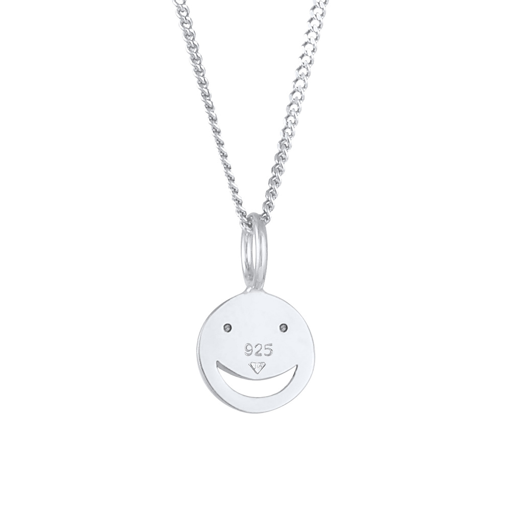 Elli Elli Collier Pendentif Emoji au visage souriant des dames avec cristaux en 925/10 collier