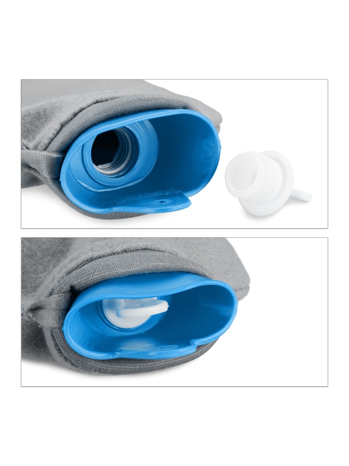 relaxdays Wärmflasche in Blau/ Grau - 2 Liter günstig kaufen onesize