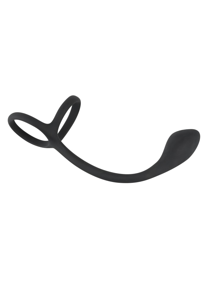 Black Velvets Analplug mit Penisring Cock & ball ring with butt plug in schwarz günstig kaufen 16 cm