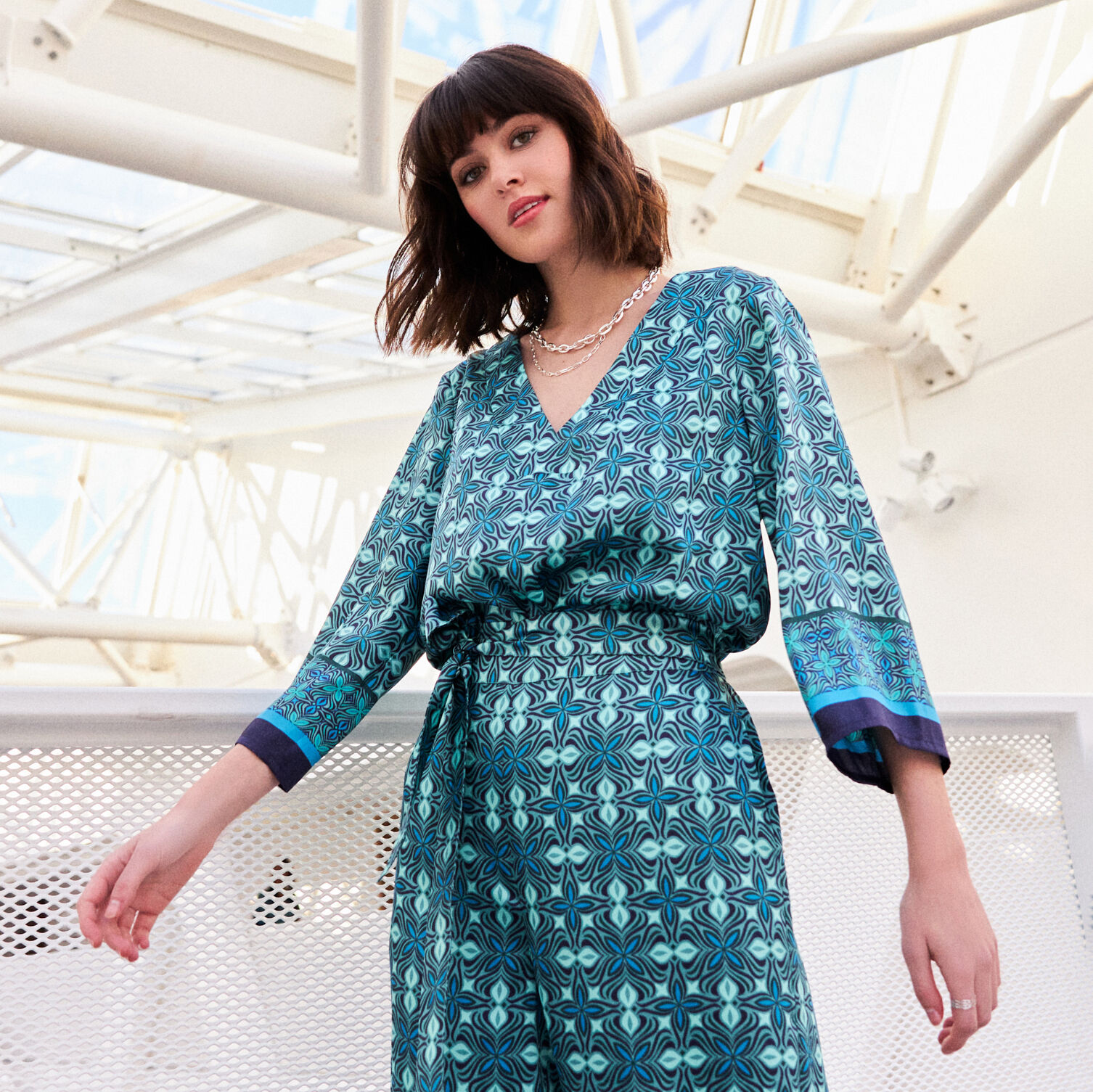 Blouse manches 3/4 vert menthe femme | Cache Cache