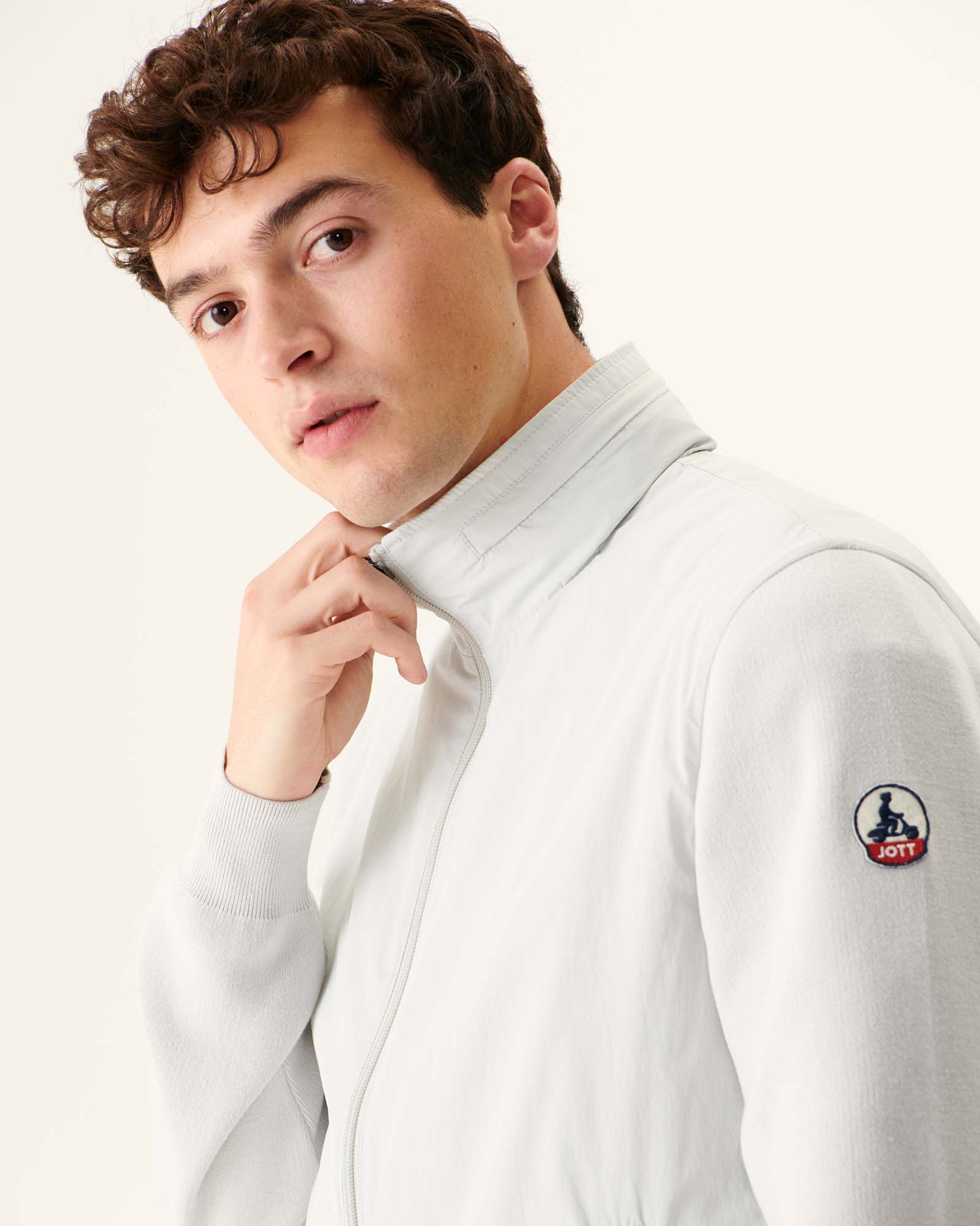 Veste à capuche bi-matière Gris clair Bardenas