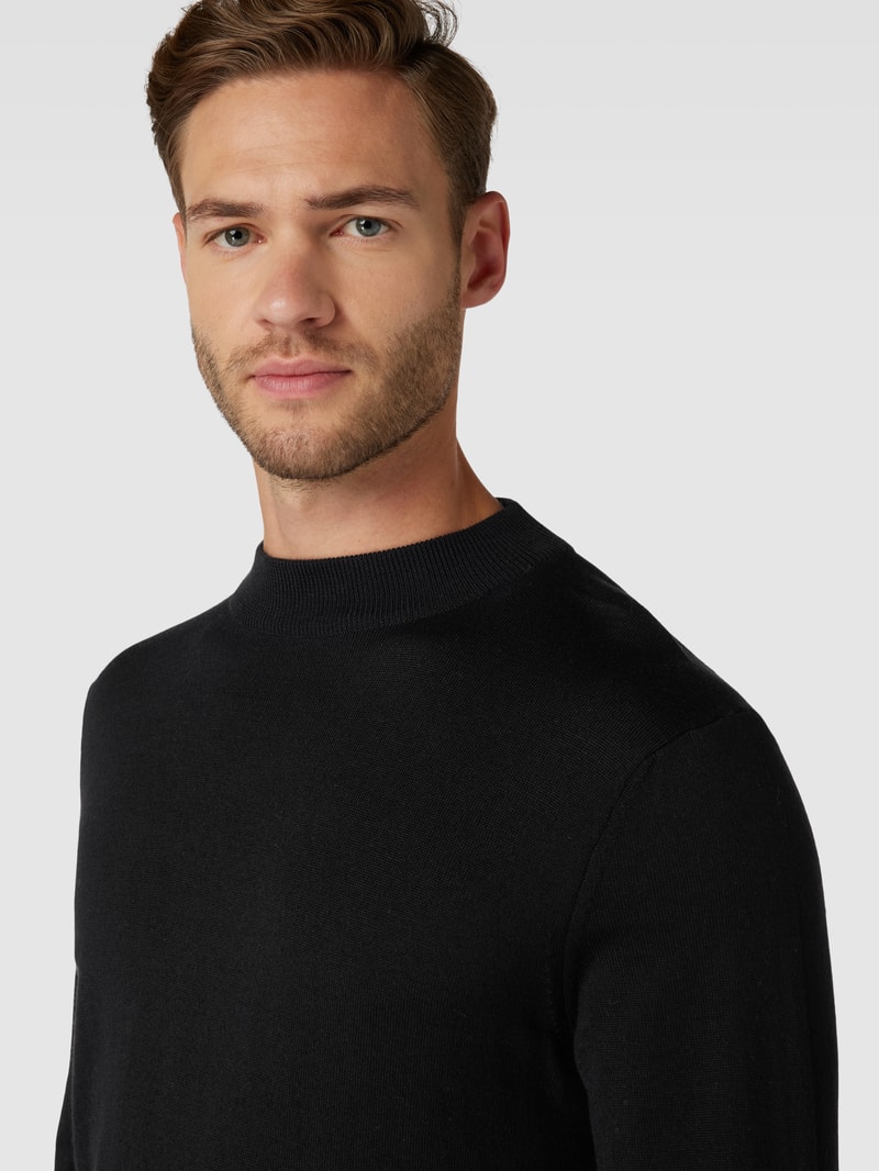 Strickpullover mit Rundhalsausschnitt Modell 'Davide' in schwarz