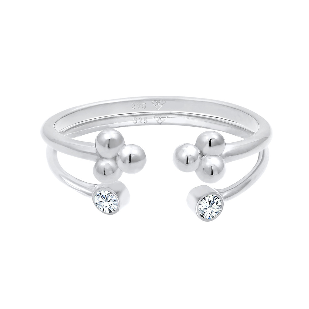 Elli Elli Bague Femmes Design Boule Set ouvert avec cristaux en argent sterling 925 Bague