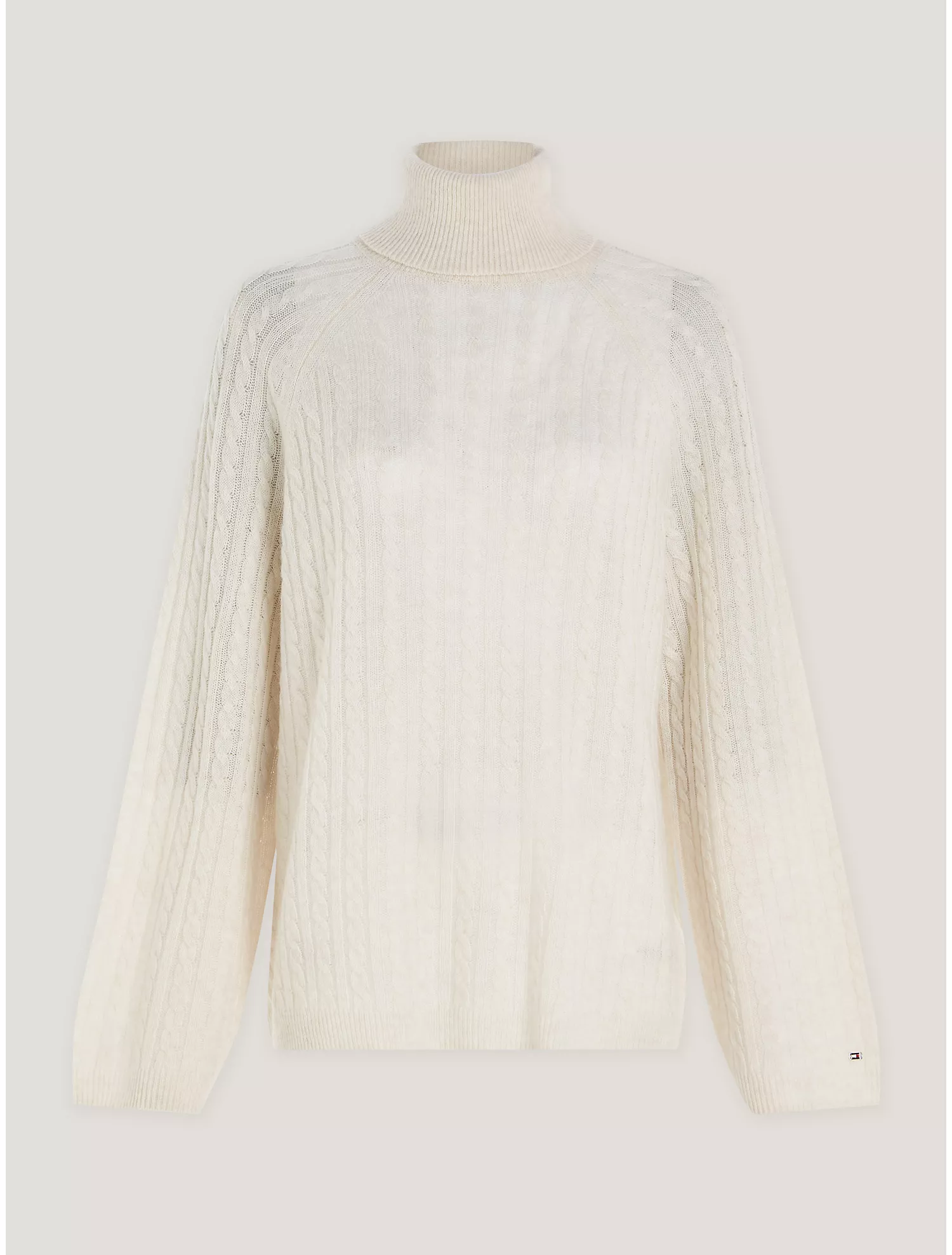 Wool Cable Knit Turtleneck Sweater