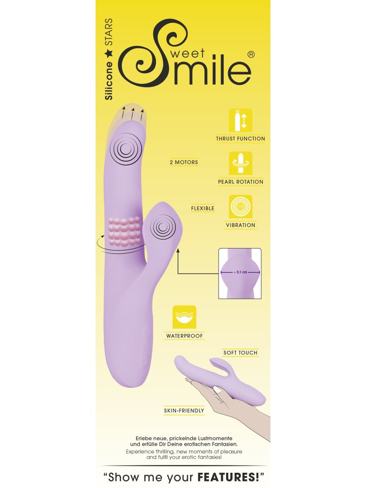 Sweet Smile Rabbitvibrator Thrusting Pearl Vibrator in lila günstig kaufen 23,5