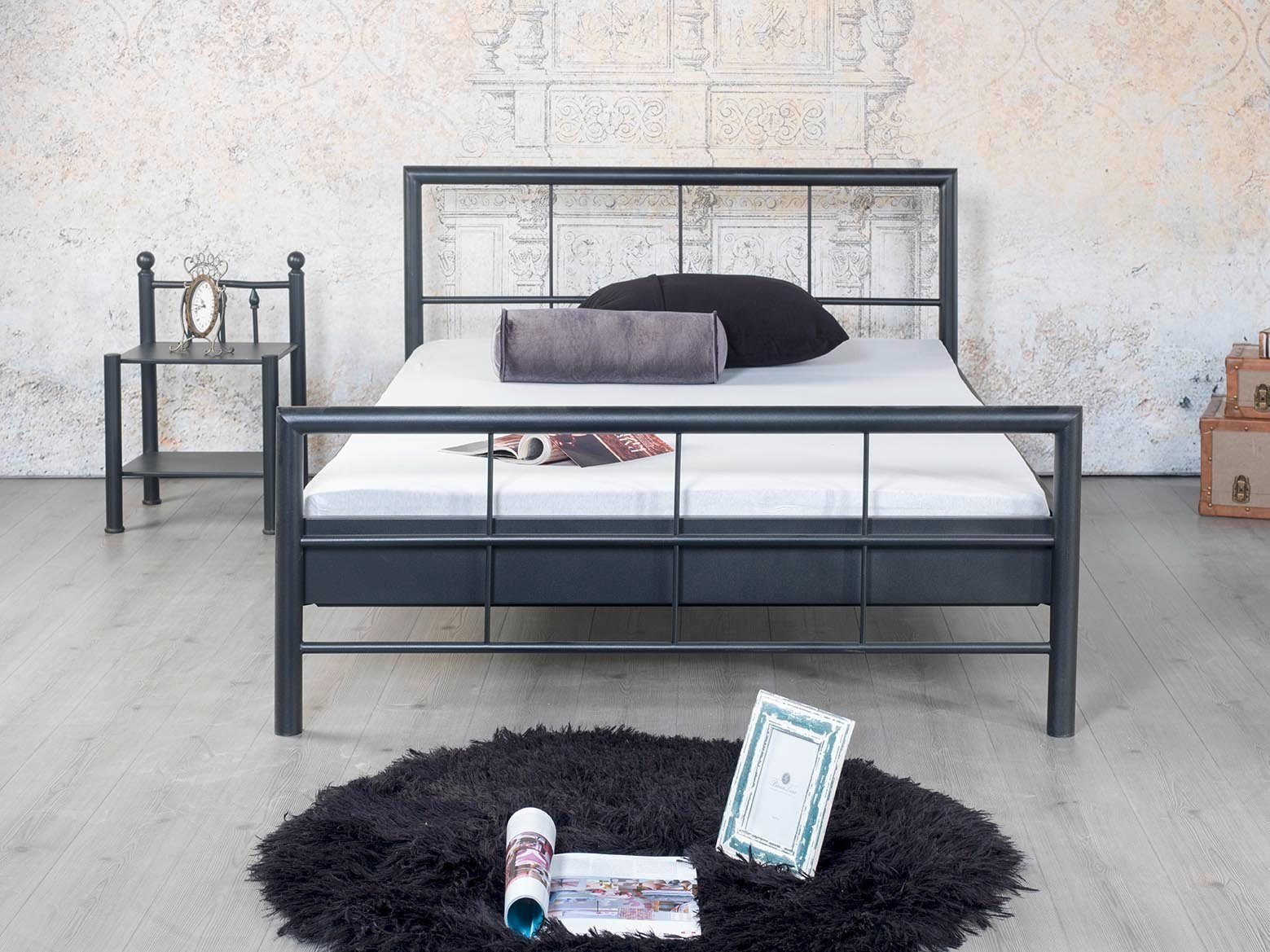 BedBox Metallbett Ruby, mit klassischem Kopf- und Fußteil, pulverbeschichtetes Metall, stabil und langlebig