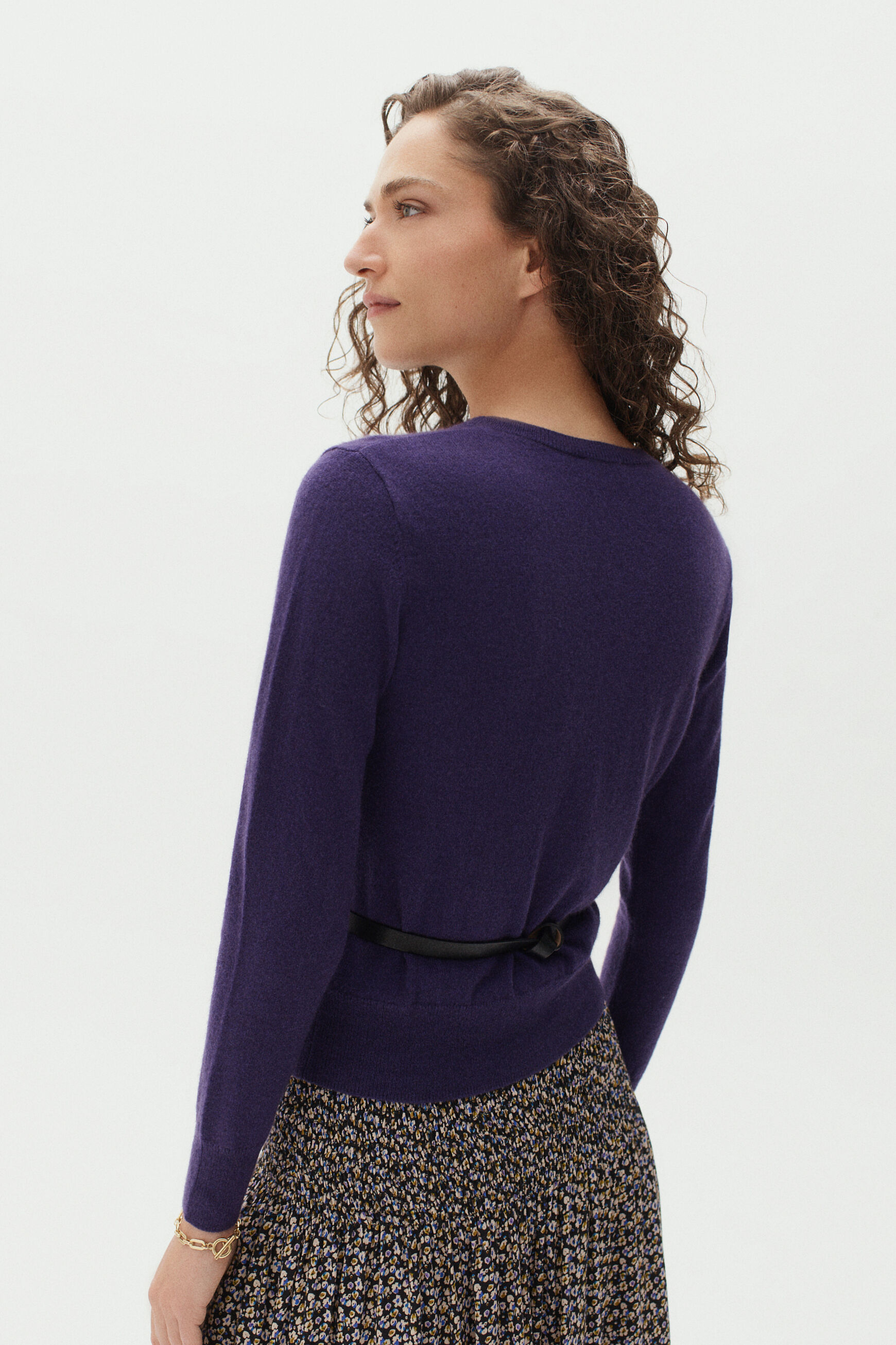gilet caroline 100% cachemire prune femme