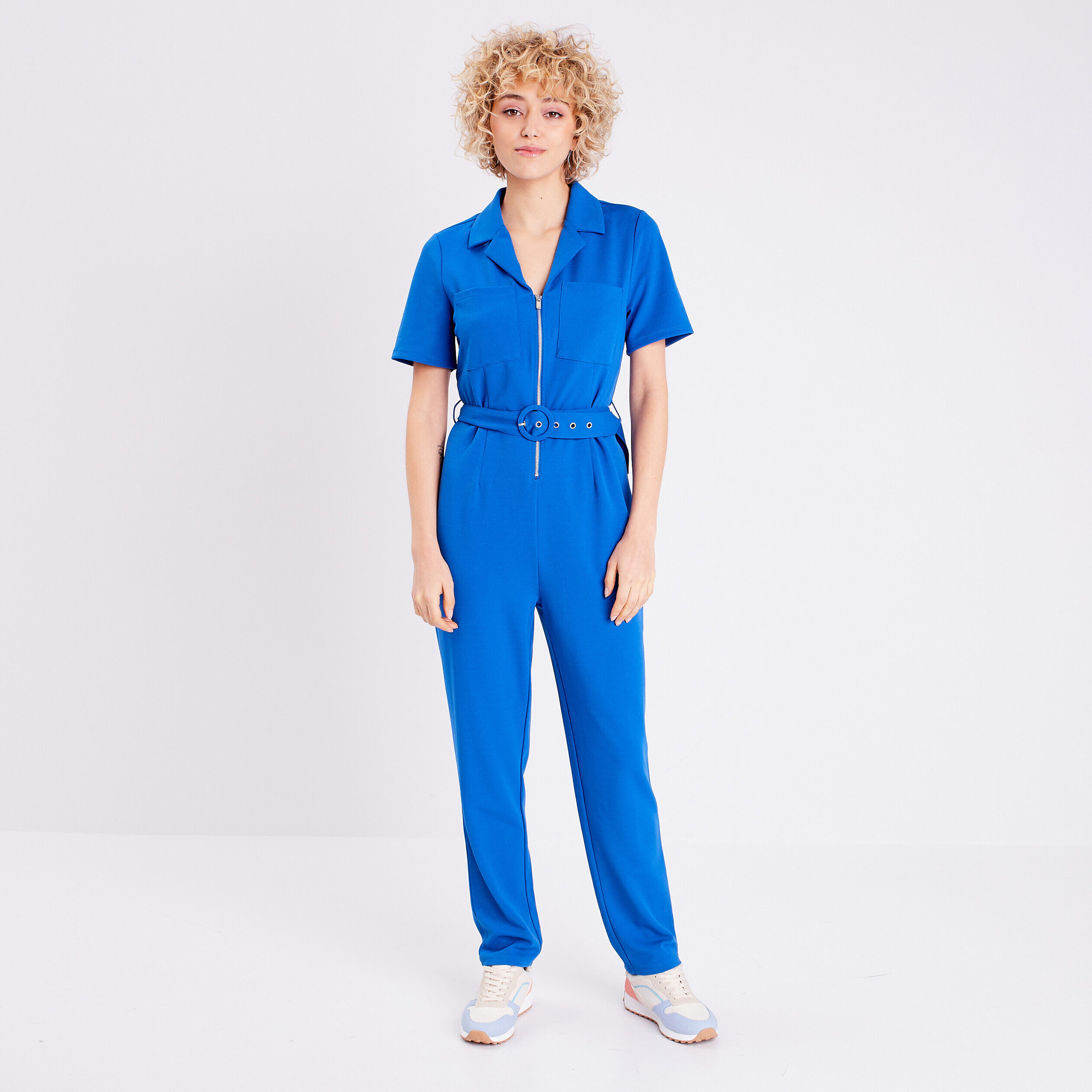 Combinaison pantalon zippée bleu roi femme | Cache Cache
