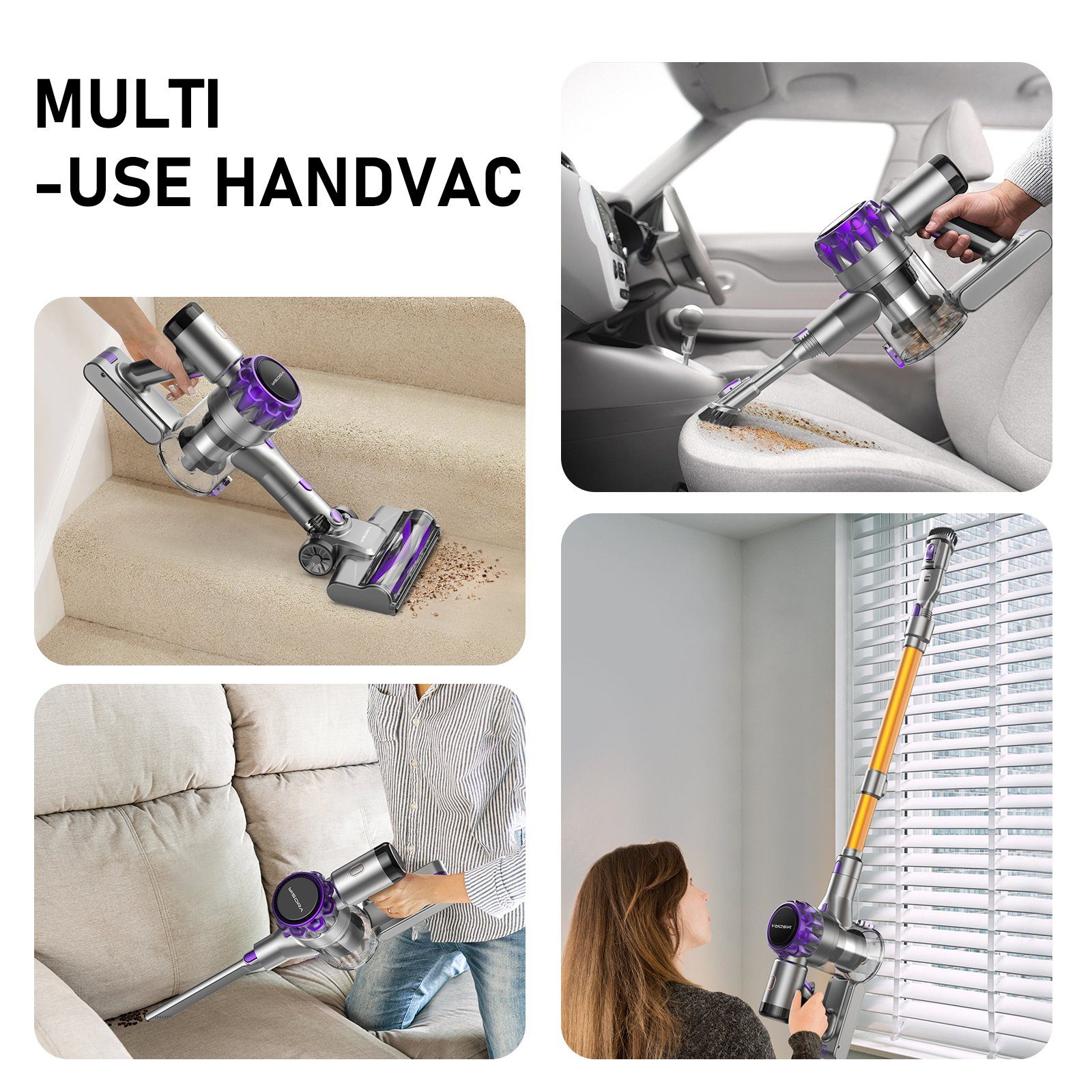 Grenintol Akku-Hand-und Stielstaubsauger Akku Staubsauger,Akku Handstaubsauger,Akkusauger 33000pa, Akku Stielstaubsauger,60Mins,1.5L Staubbehälter