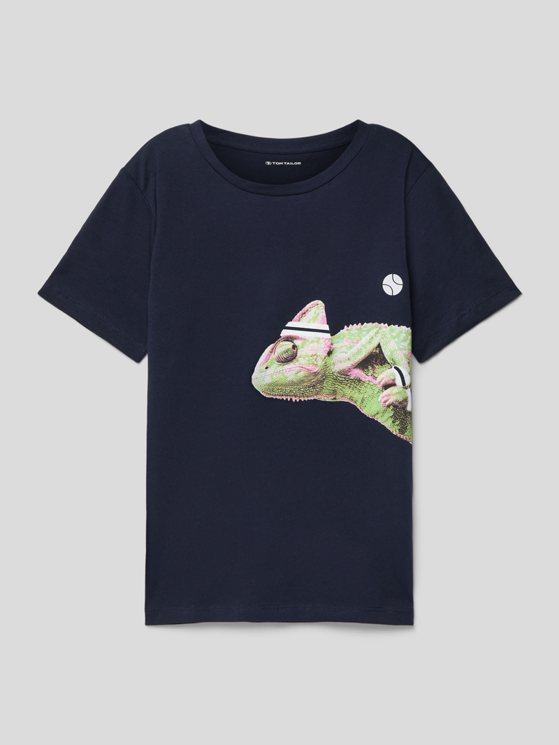 T-Shirt mit Motiv-Print in marineblau