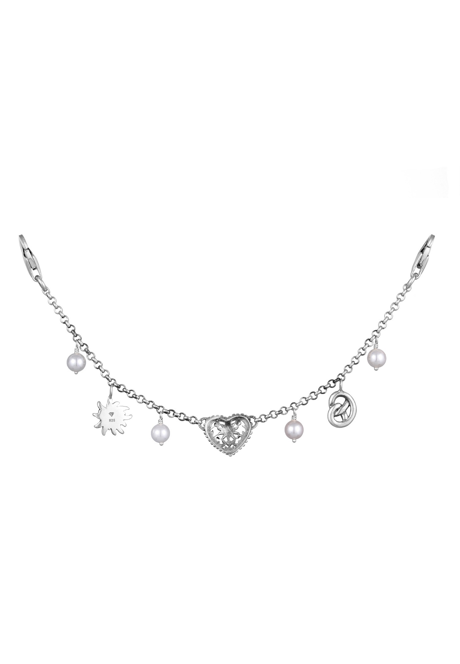 Elli Charivari Dirndl da donna con catena Prezel Heart in argento sterling 925