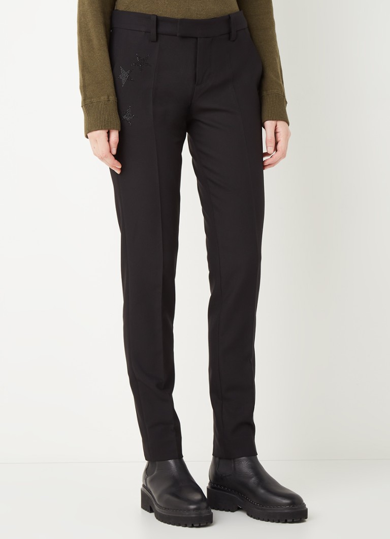 Blugi skinny cu talie medie de la Zadig&Voltaire, decorați cu cristale.