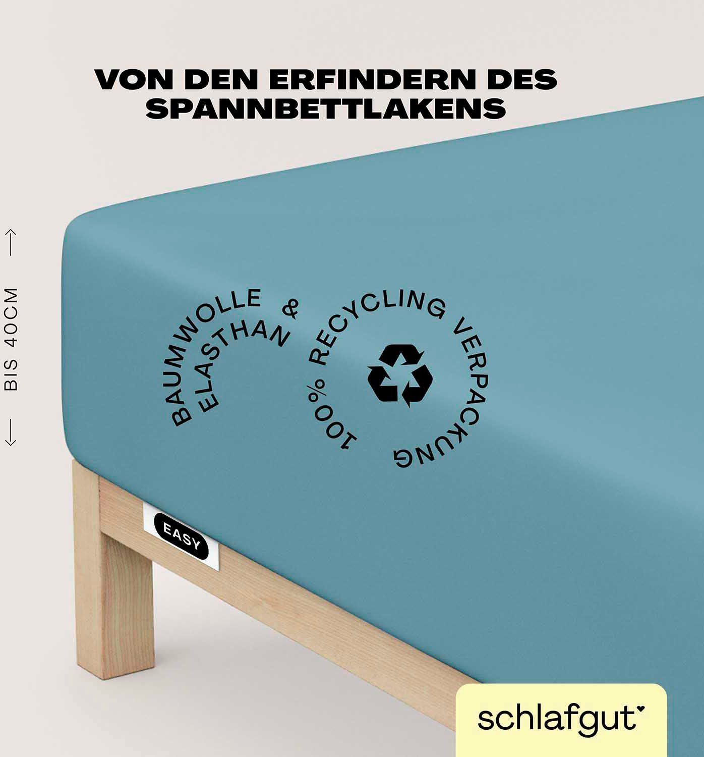 Spannbettlaken EASY Jersey Elasthan Boxspring, Schlafgut, Jersey, Gummizug: rundum, (1 Stück), MADE IN GREEN by OEKO-TEX®