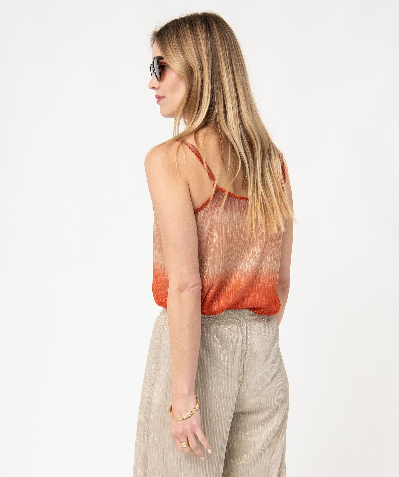 Débardeur en voile plissé brillant femme multicolore | GEMO