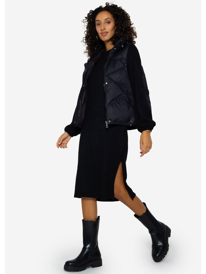 SASSYCLASSY Softes Jerseykleid in Midilänge in Schwarz günstig kaufen