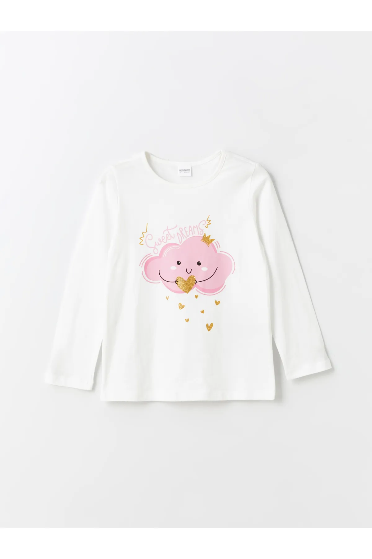 LC Waikiki  Bedrucktes Langarm-Pyjama-Set für Mädchen mit Rundhalsausschnitt