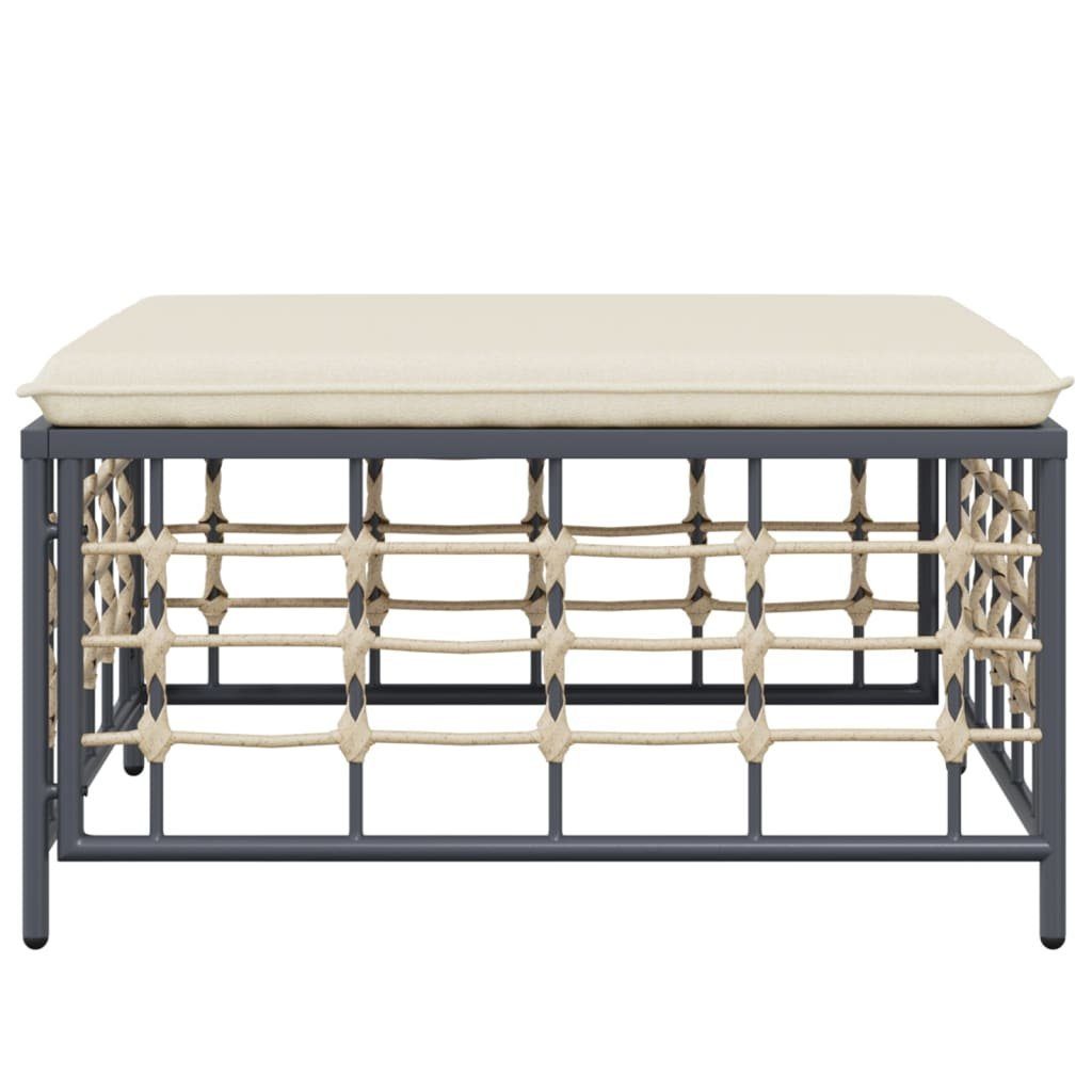 vidaXL Loungesofa Gartenhocker mit Beige Kissen Poly Rattan, 1 Teile