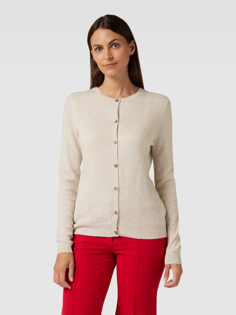 Strickjacke aus Kaschmir mit Knopfleiste in beige meliert