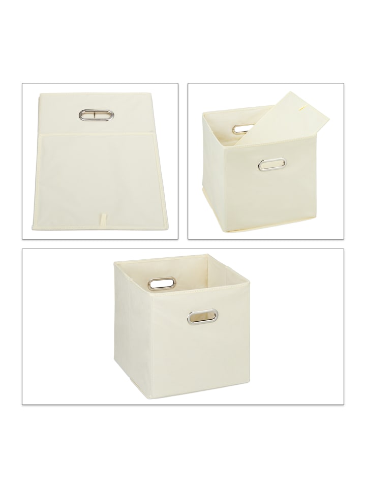 relaxdays 4 x Aufbewahrungsbox in Beige - (B)30 x (H)30 x (T)30 cm günstig kaufen onesize