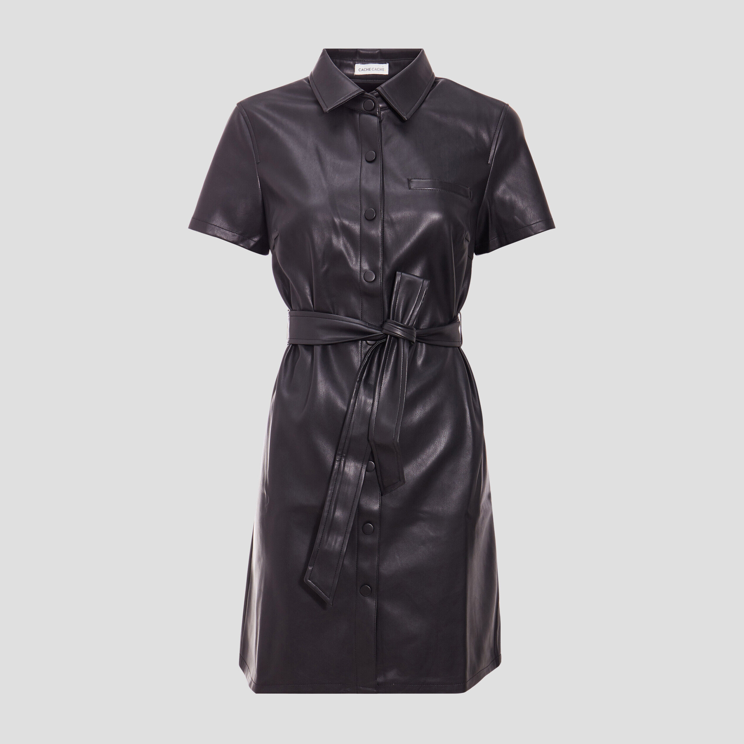 Robe droite simili cuir noir femme | Cache Cache