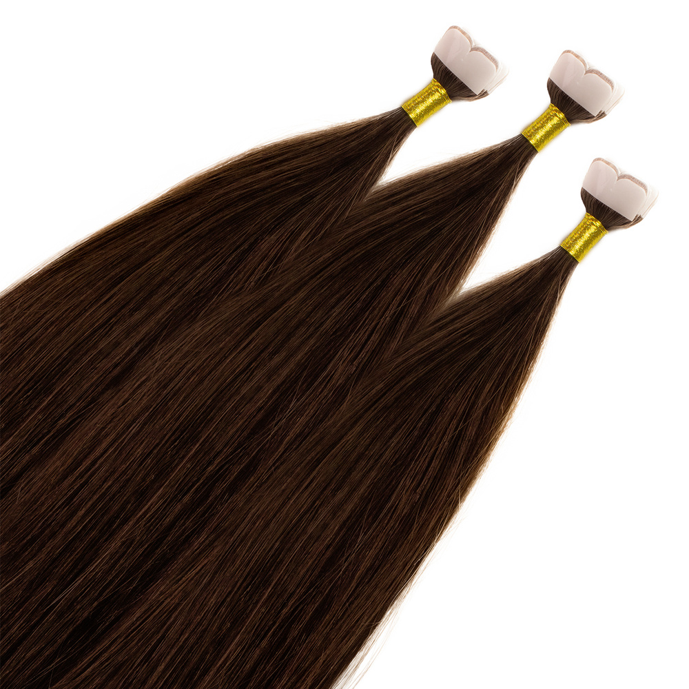 hair2heart Extensions adhesives Mini Tape Premium cheveux naturels #5 Marron chocolat extensions