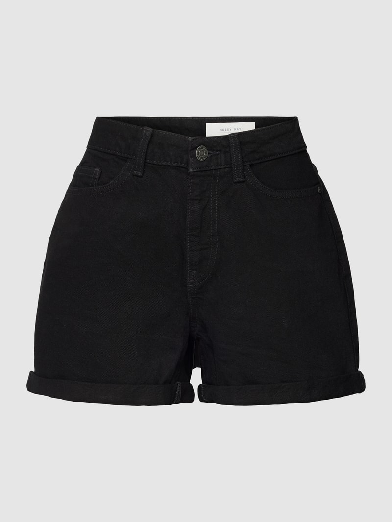 Jeansshorts mit fixierten Beinumschlägen Modell 'SMILEY' in schwarz