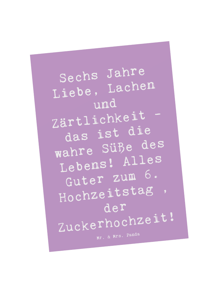 Mr. & Mrs. Panda Postkarte Spruch 6. Hochzeitstag Zuckerhochzeit... in Lavendeltraum günstig kaufen onesize