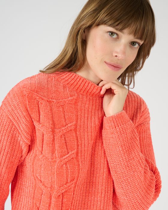 Pull maille chenille torsadé