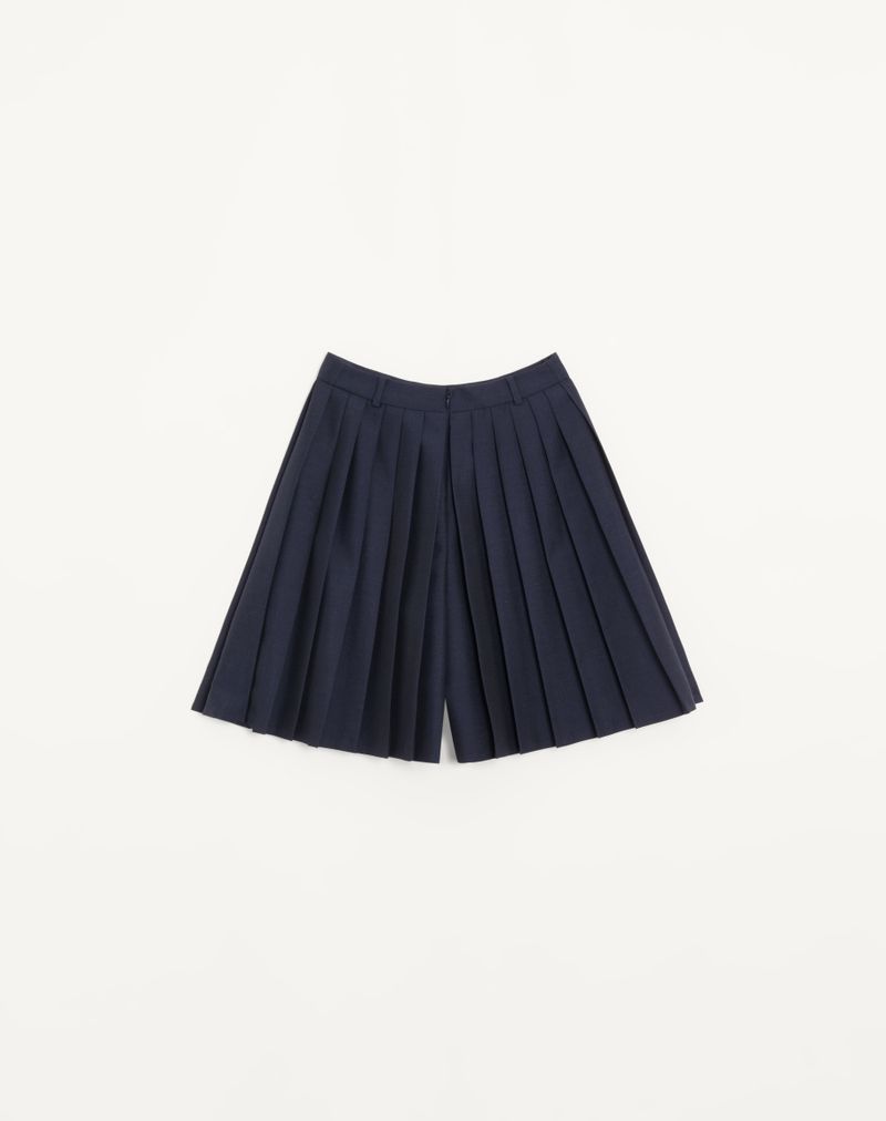 Saia-calça plissada em lã e mohair
